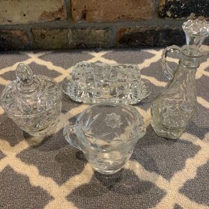 Vintage Anchor Hocking Prescut Clear Star of David set of 4 pieces